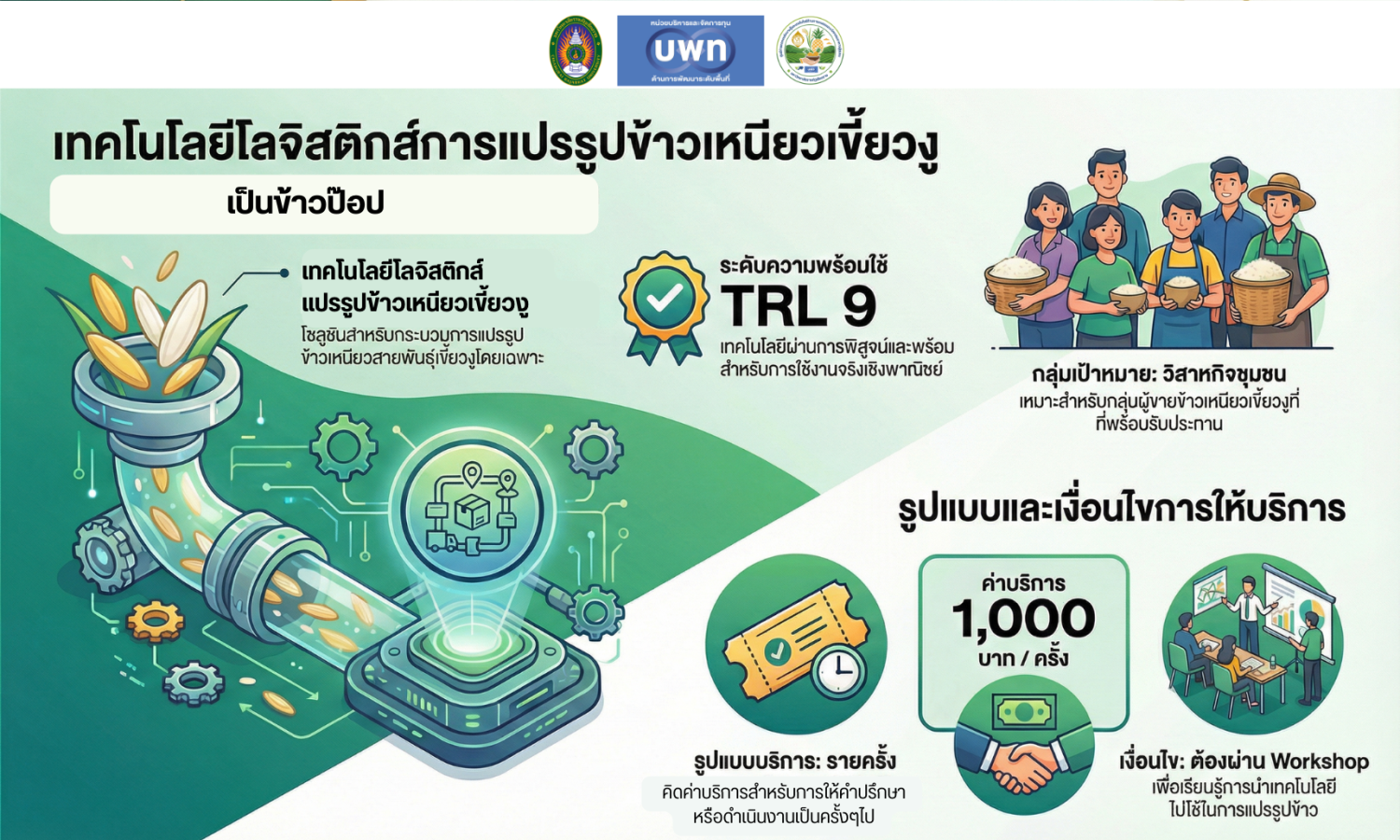 เทคโนโลยีการแปรรูปข้าวเหนียวเขี้ยวงู เป็นข้าวป๊อป 