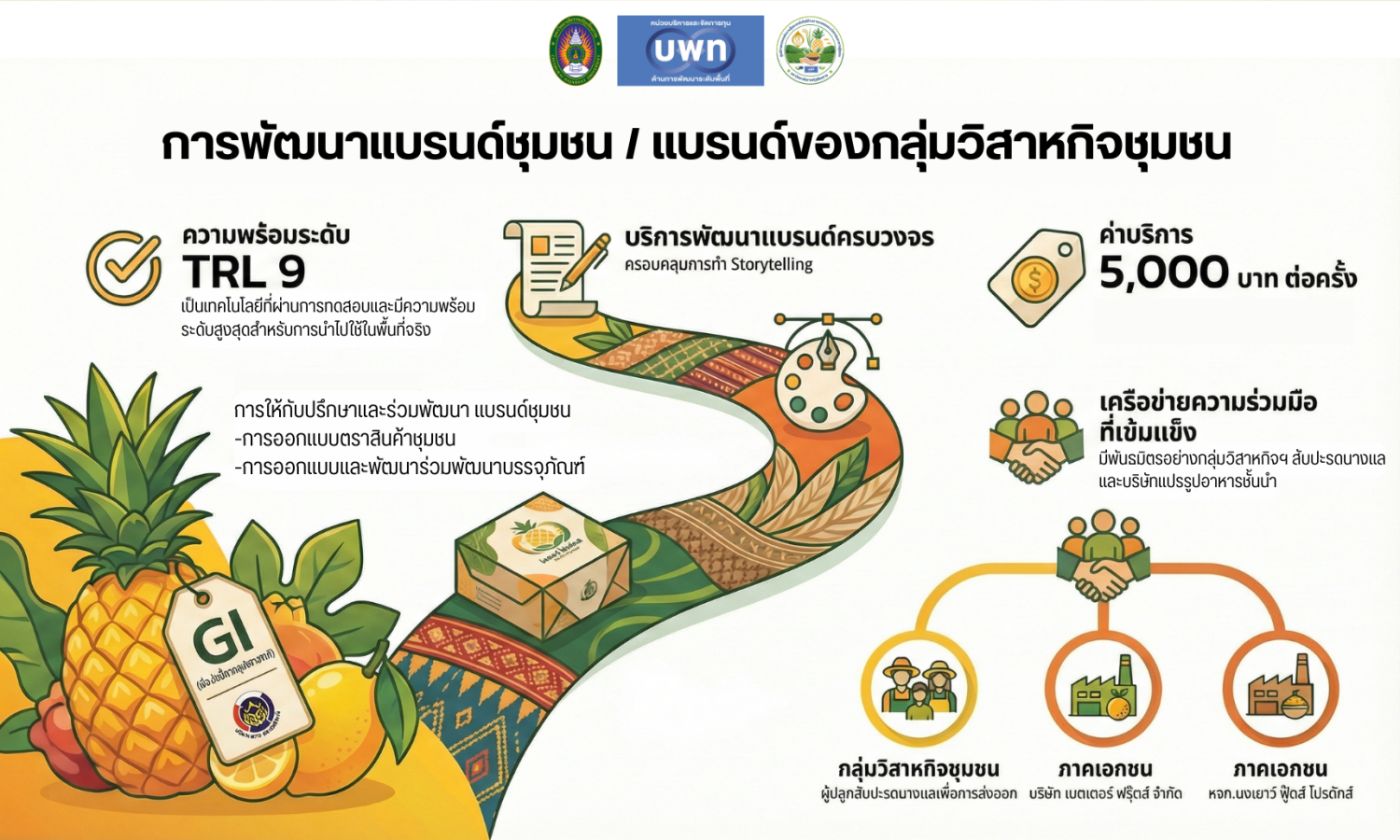 การพัฒนาแบรนด์ชุมชน / แบรนด์ของกลุ่มวิสาหกิจชุมชน สับปะรดนางแลและภูแล