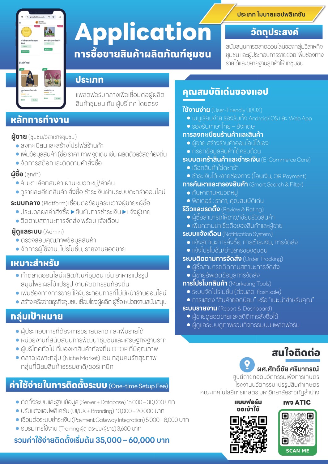 โมบายส์แอปพลิเคชันสำหรับการซื้อขายสินค้าผลิตภัณฑ์ชุมชน