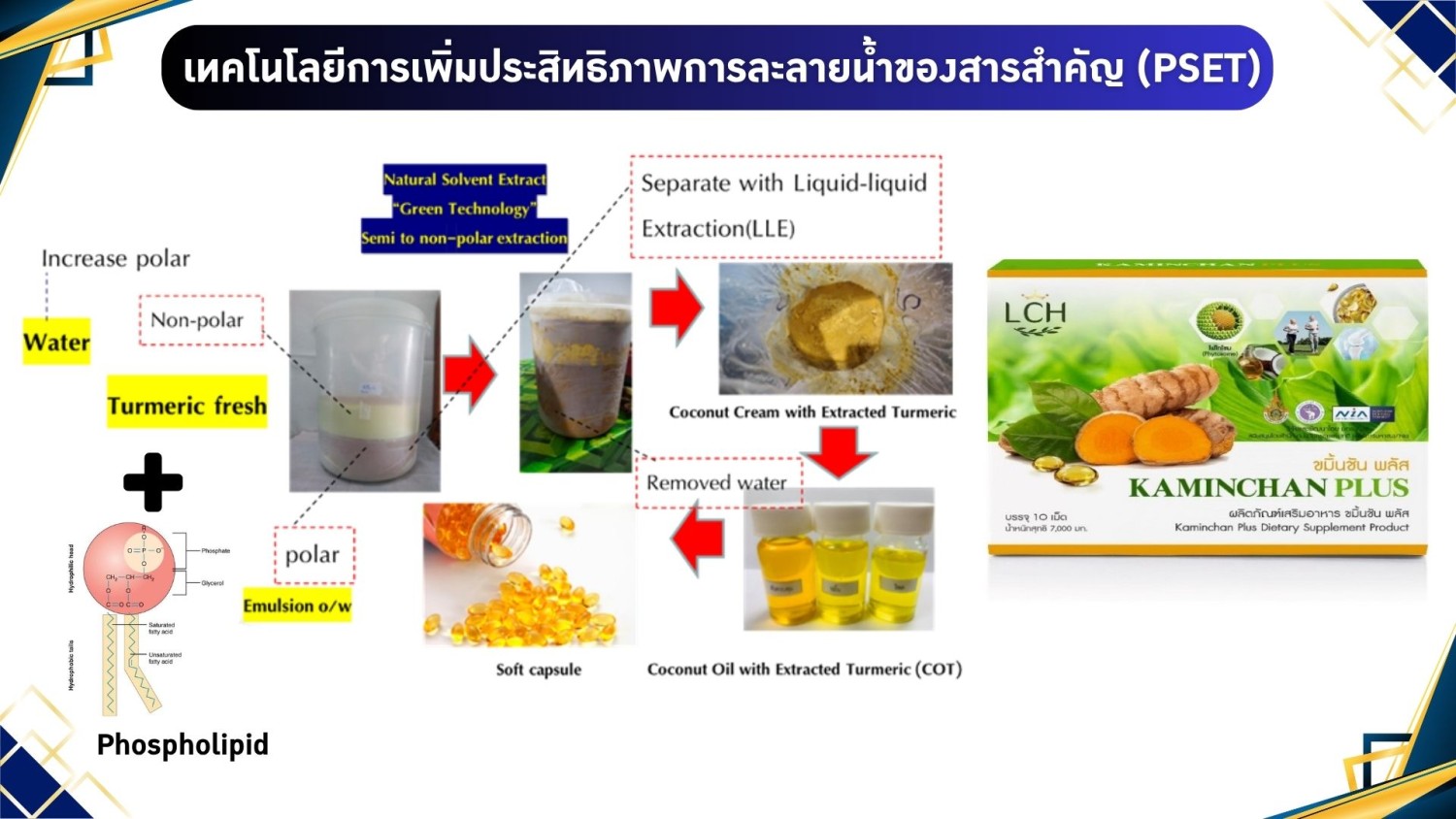 เทคโนโลยีการเพิ่มการละลายน้ำของสารเคอร์คูมิน (PSET)