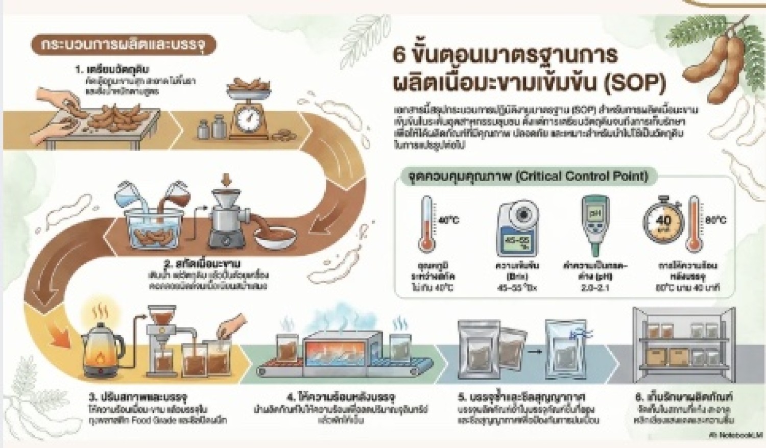กระบวนการผลิตเนื้อมะขามอุตสาหกรรม