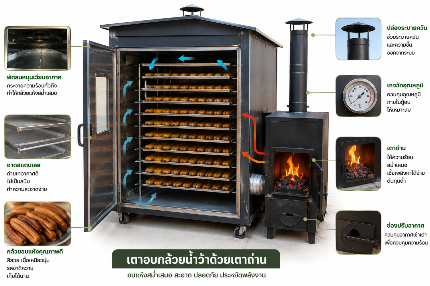 เตาอบกล้วยน้ำว้าด้วยเตาถ่าน